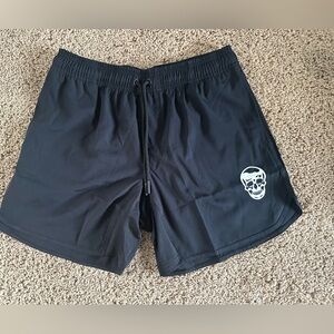 Gym Reapers Black Running Shorts with White Skull Graphic